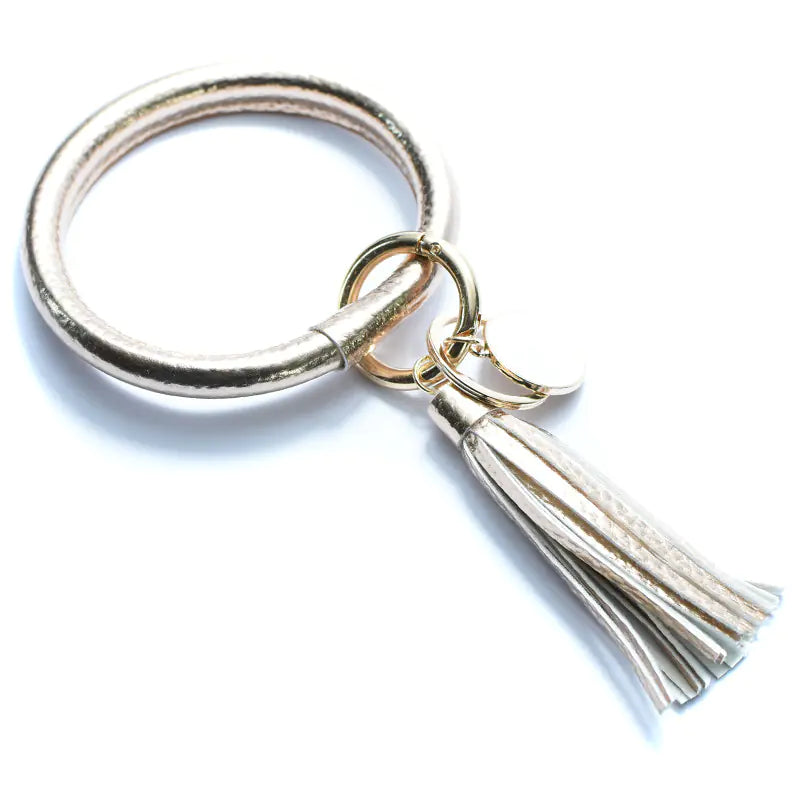 Bracelet pendentif pompon en cuir pur