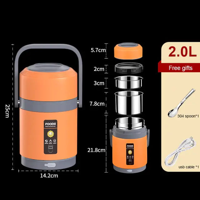 Boîte à lunch chauffante électrique USB 2 L