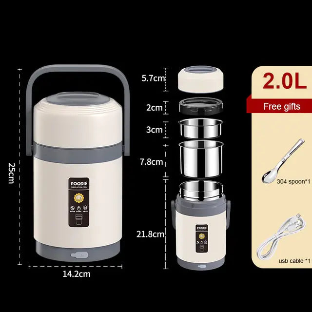 Boîte à lunch chauffante électrique USB 2 L
