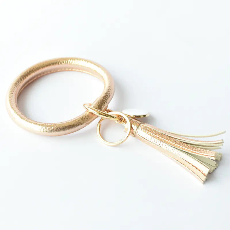 Bracelet pendentif pompon en cuir pur