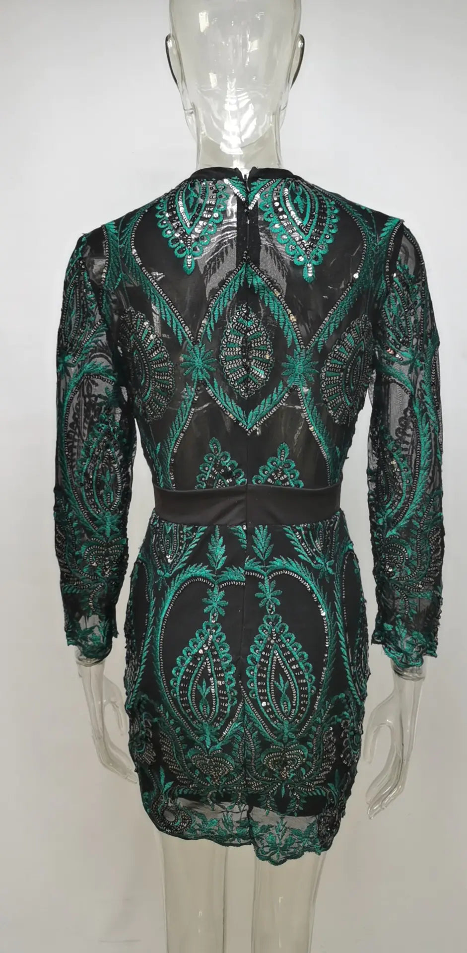 Robe moulante à manches longues et paillettes, nouvelle tendance 2020