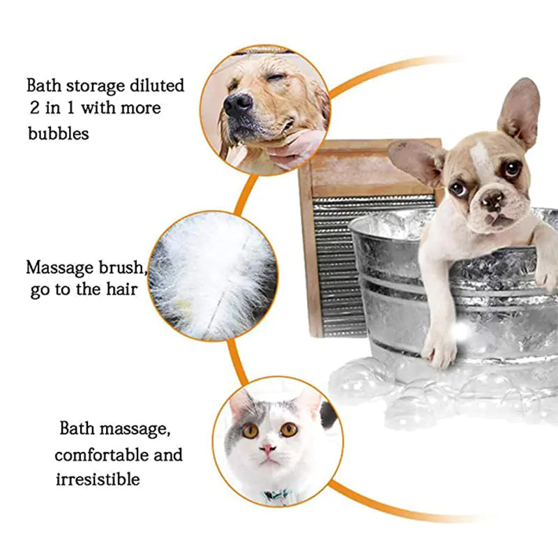 Brosse de bain et peigne de toilettage 2 en 1 pour chiens et chats