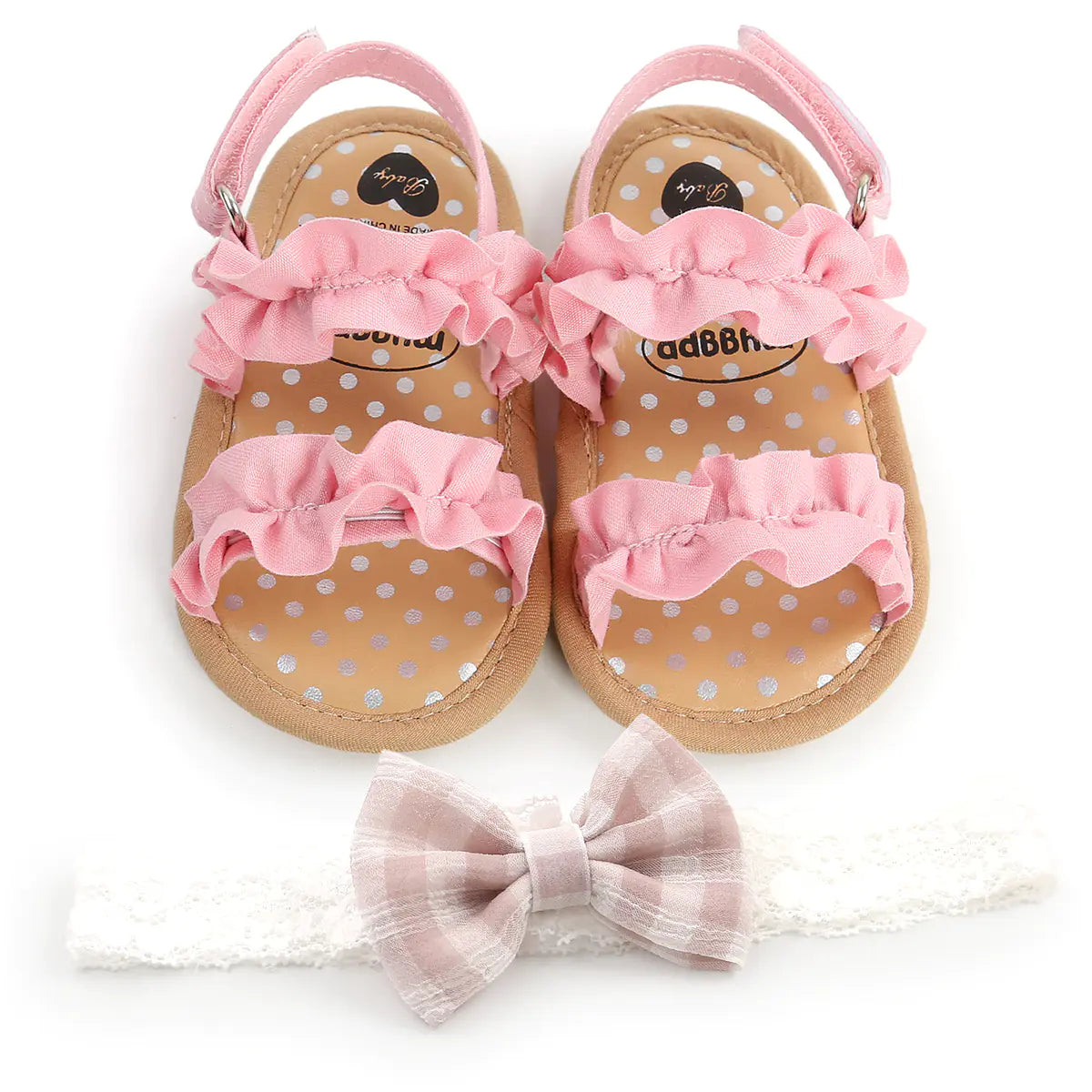 Sandales pour bébés avec bordure en dentelle pour tout-petits et nourrissons