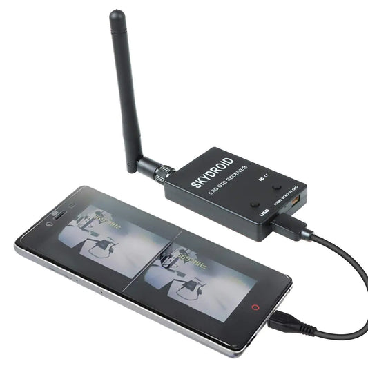 Récepteur FPV 5,8 GHz 150 canaux OTG, récepteur vidéo UVC VTX 5 dBi SMA femelle en plastique pour smartphone Android, moniteur PC, noir