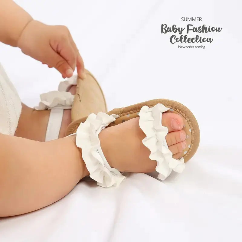 Sandales pour bébés avec bordure en dentelle pour tout-petits et nourrissons