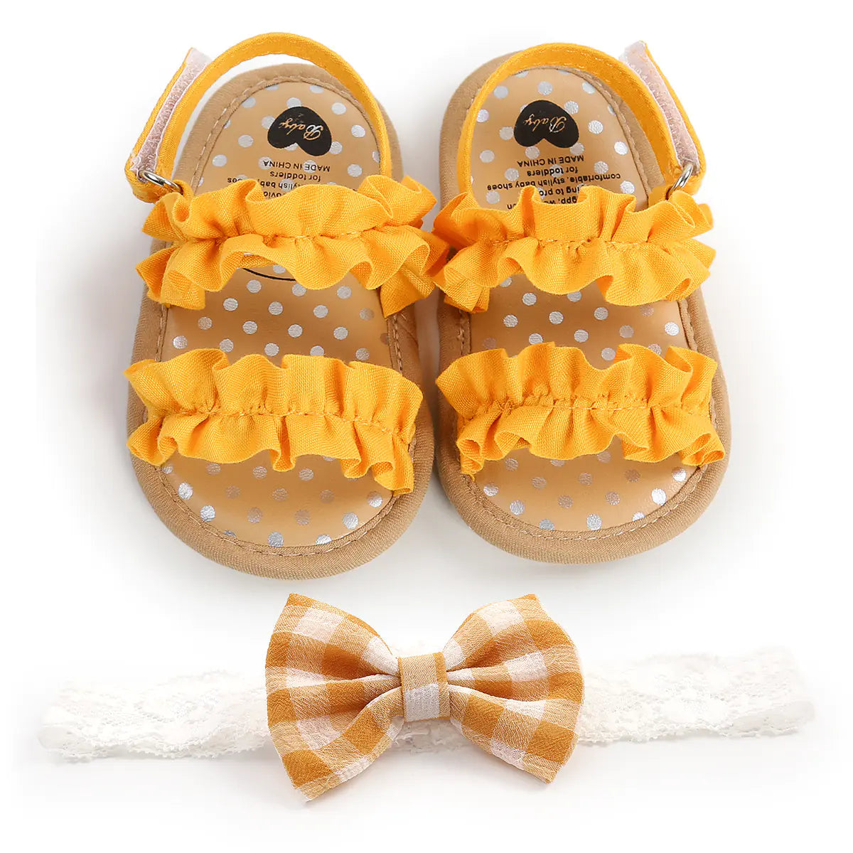Sandales pour bébés avec bordure en dentelle pour tout-petits et nourrissons
