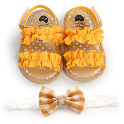 Sandales pour bébés avec bordure en dentelle pour tout-petits et nourrissons