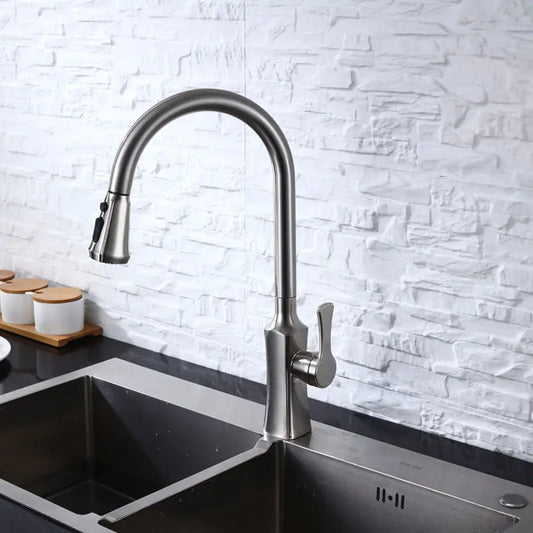 Robinet d'évier rotatif extractible noir pour eau chaude et froide