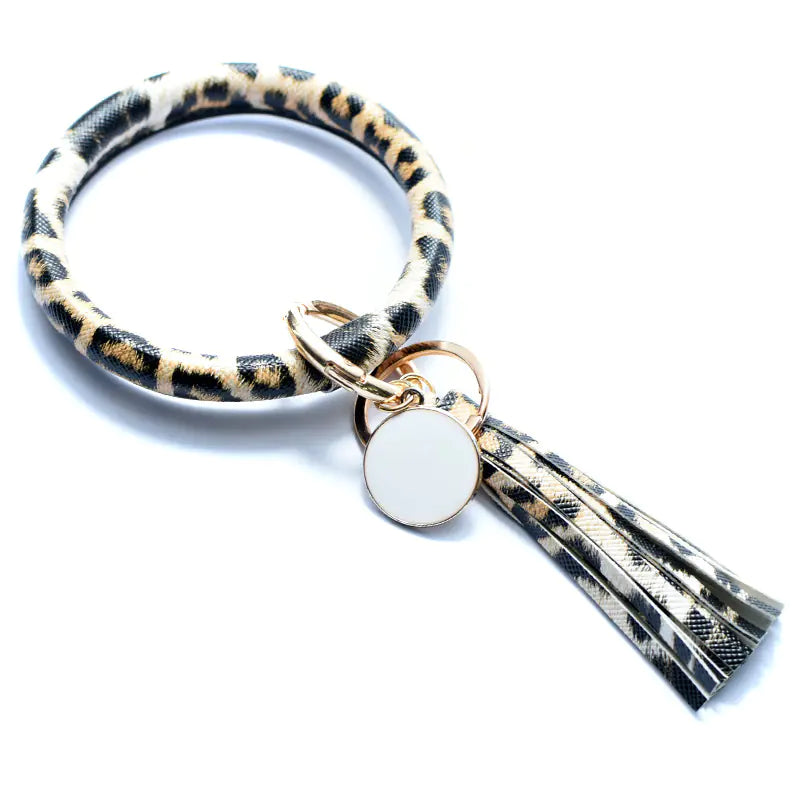 Bracelet pendentif pompon en cuir pur