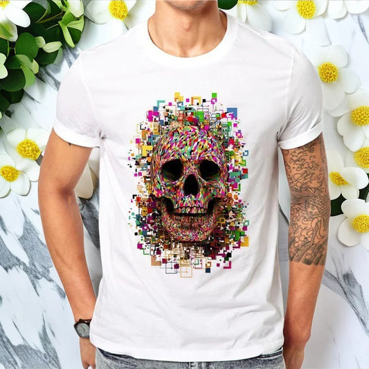 T-shirt d'été pour couple avec imprimé tête de mort en grande taille