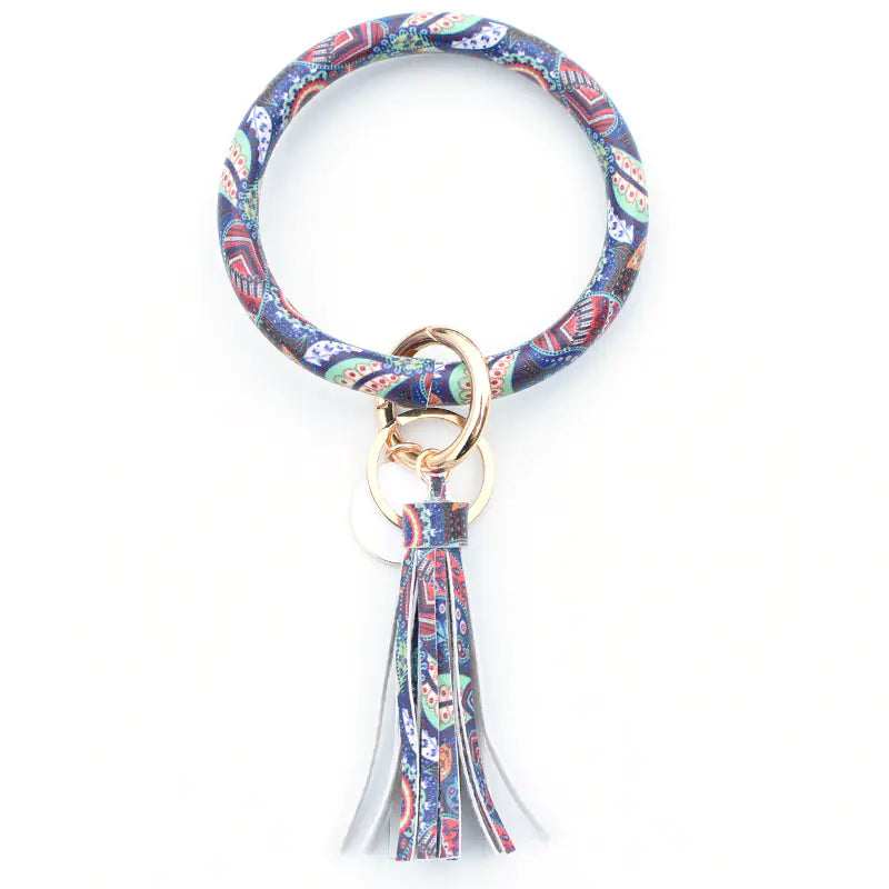 Bracelet pendentif pompon en cuir pur