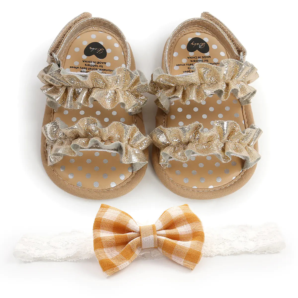 Sandales pour bébés avec bordure en dentelle pour tout-petits et nourrissons