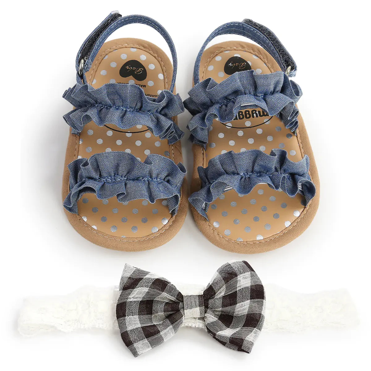 Sandales pour bébés avec bordure en dentelle pour tout-petits et nourrissons